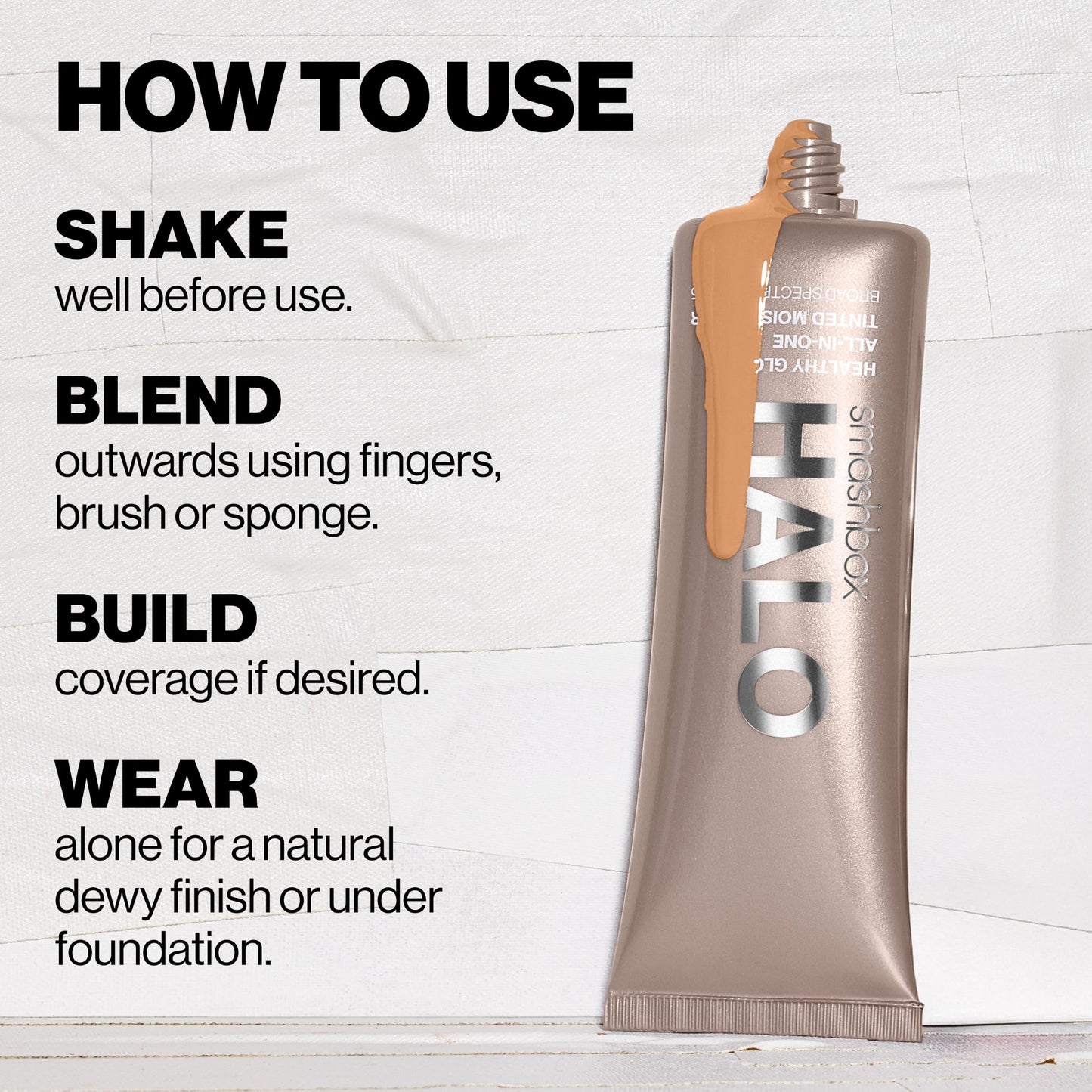 Smashbox Halo Healthy Glow Tinted Moisturizer with SPF 25 | 24-Hour Hydrating Skin Tint with Buildable Coverage and Dewy Finish | Hyaluronic Acid & Niacinamide for Face, Dark Neutral, 0.41 Fl Oz