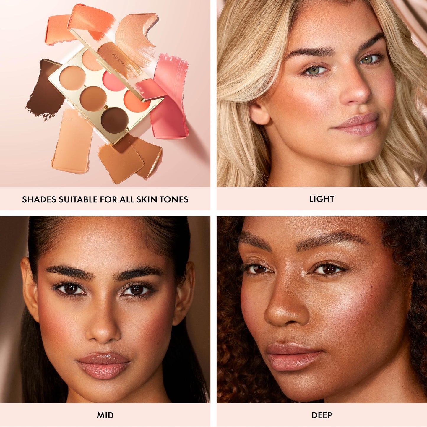 ICONIC LONDON Multi-Use Cream Blush, Bronze and Highlight Palette | Cruelty-Free, Vegan Makeup