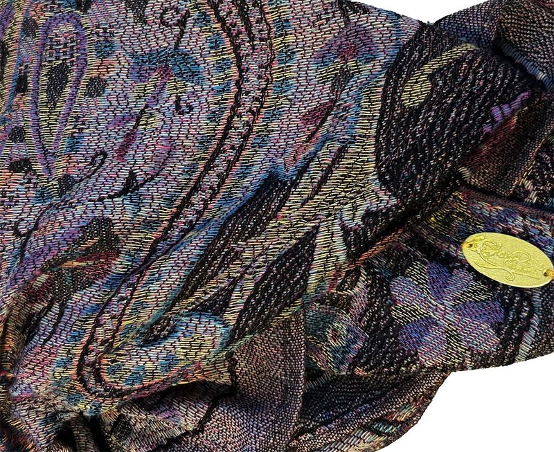 ShariRose Black Headcover Cashmere Non Slip Headscarf for Women Paisley Purple Floral Pre-tied Bandana (Black purple paisley)