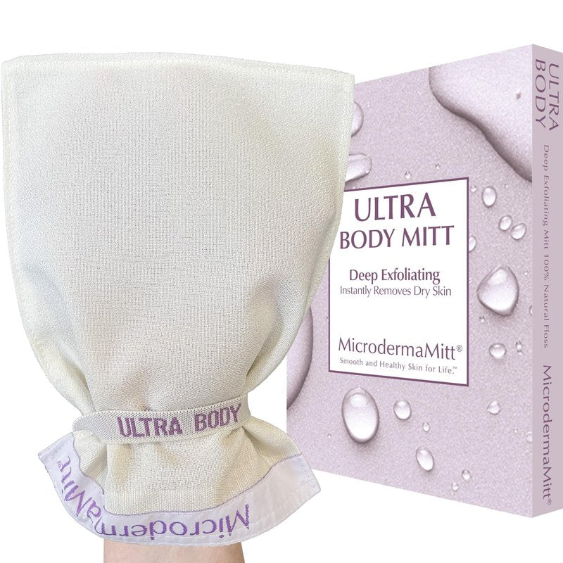 MicrodermaMitt ULTRA Exfoliating Mitt for Body - Premium Deep Exfoliating Body Scrubber Kese Glove – Keratosis Pilaris, Strawberry Skin Treatment, Reduce Ingrown Hair, Turkish Body Scrubber Exfoliator