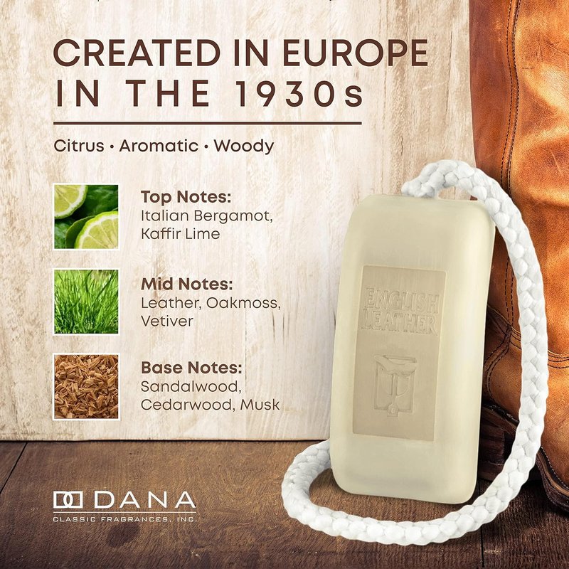 Dana English Leather Soap On A Rope for Men - Luxurious Fragrance & Stylish Design