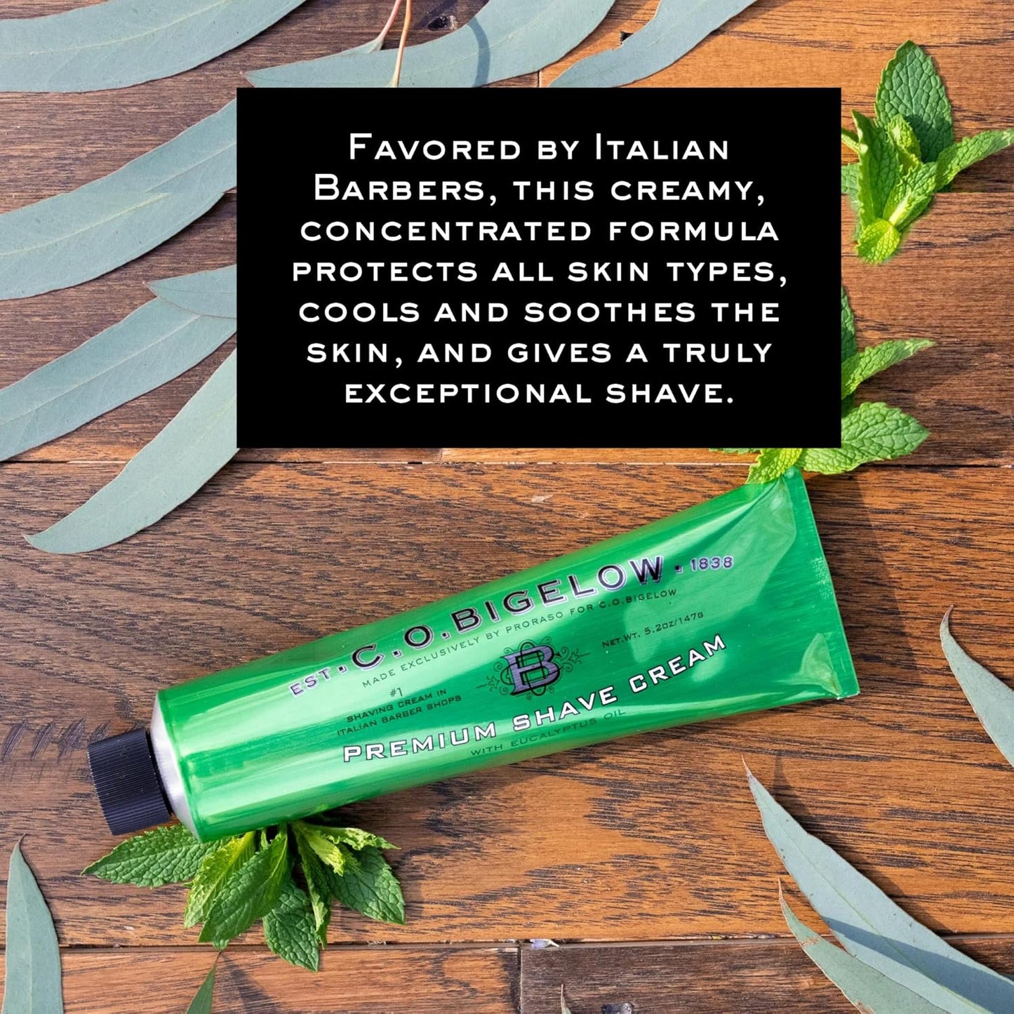 C.O. Bigelow Shaving Cream - Eucalyptus Oil for Sensitive Skin | 2 Pack, 5.2 oz Each
