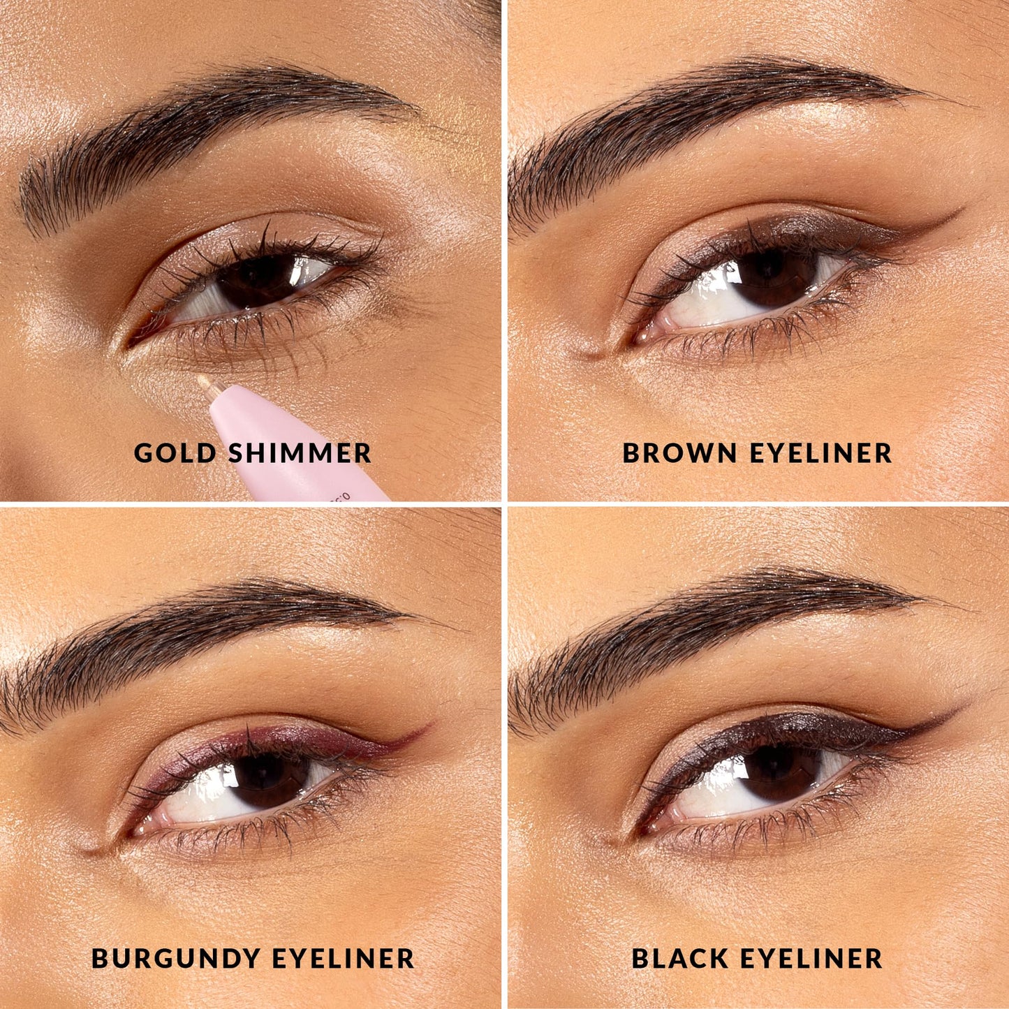 The Quick Flick 4-in-1 Makeup Eyeliner Pen – Black, Brown, Burgundy & Gold Shades – Smudge-Proof, Vegan, Blendable – Long Lasting Eyeliner for Bold & Subtle Looks (fit colors 4 in 1 makeup pen)