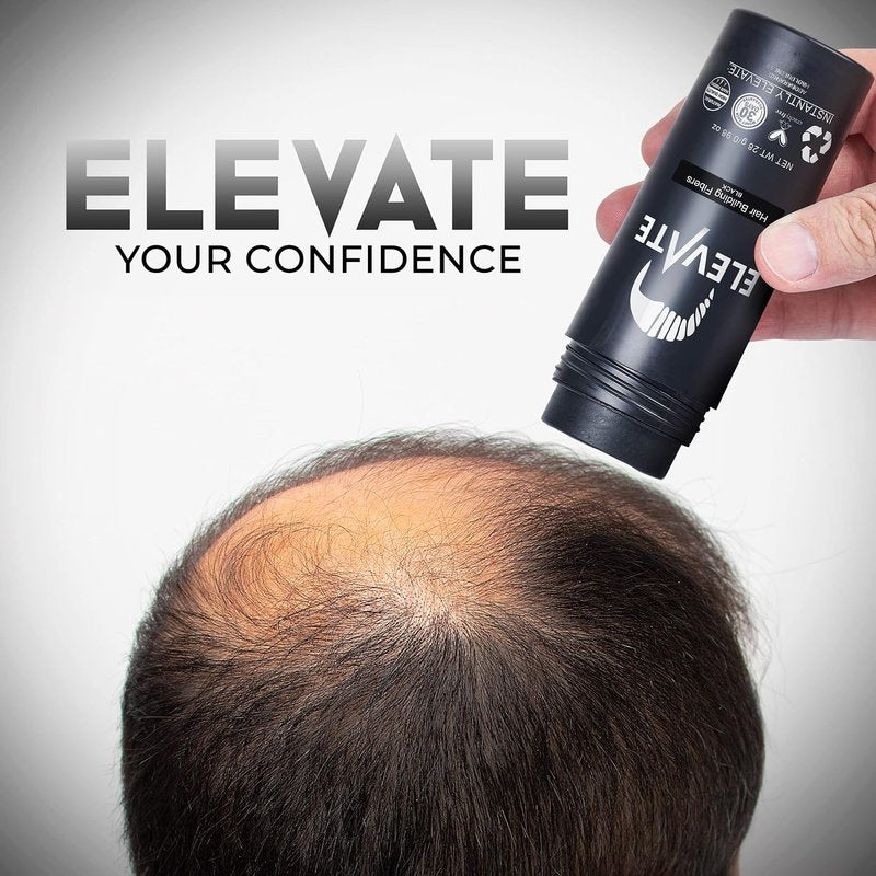 ELEVATE Hair Fibers for Thinning Hair - Natural Keratin for Instant Volume | 40g Bottle (Black)