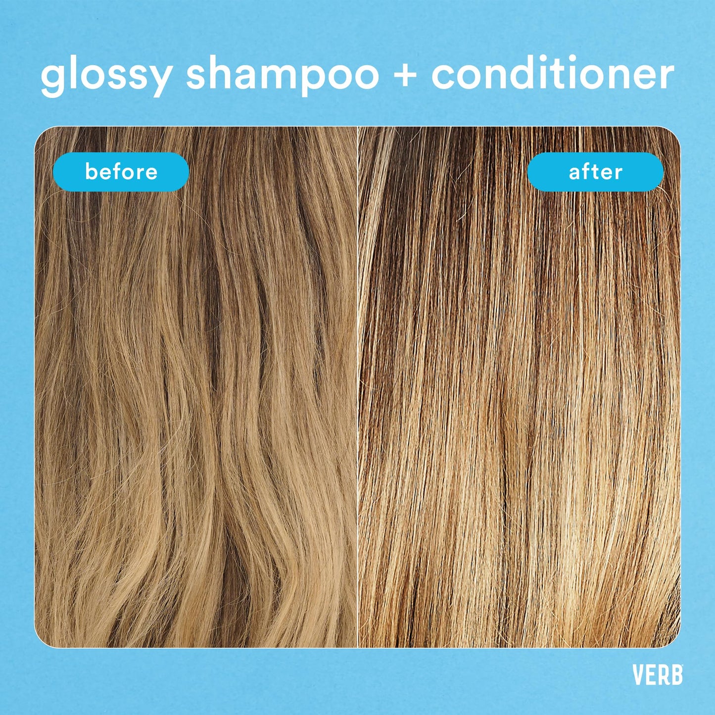 VERB Glossy Conditioner, 32 fl oz – Conditions, Detangles + Adds High Shine for Thick to Coarse Hair – Vegan, No Parabens or Harmful Sulfates