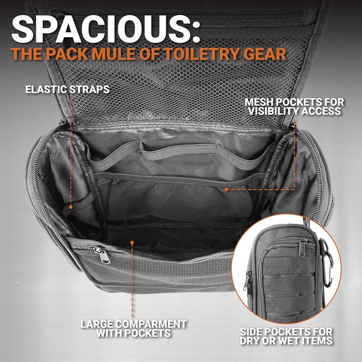Tactical Toiletry Bag - Chef Sac Dopp Kit with 12 Compartments, MOLLE Webbing & Heavy-Duty Zippers | Travel Organizer for Men
