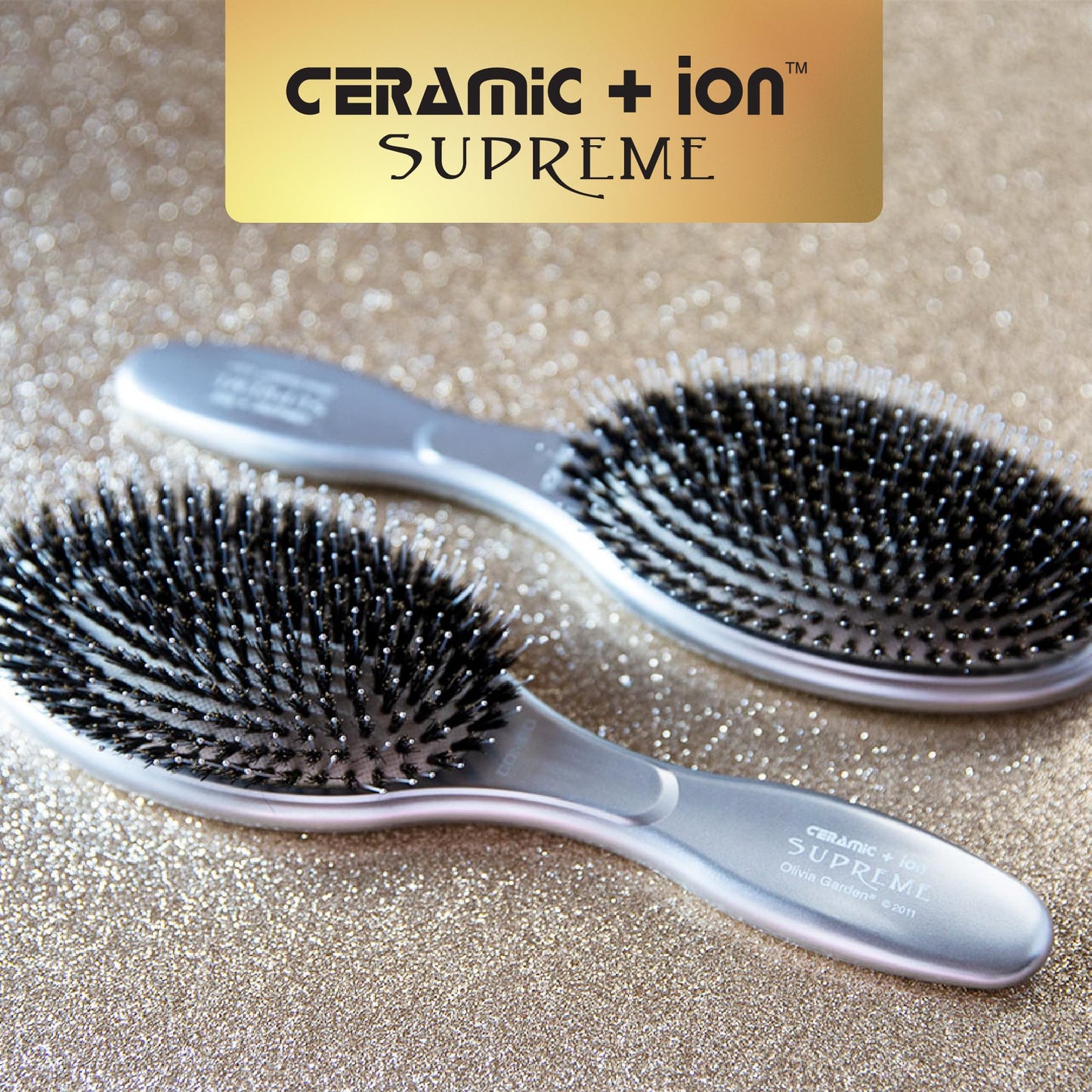Olivia Garden Ceramic + Ion Supreme Paddle Hair Brush for Men and Women - Professional Boar Bristle Hair Brush for All Hair Lengths - Frizz-Free Results