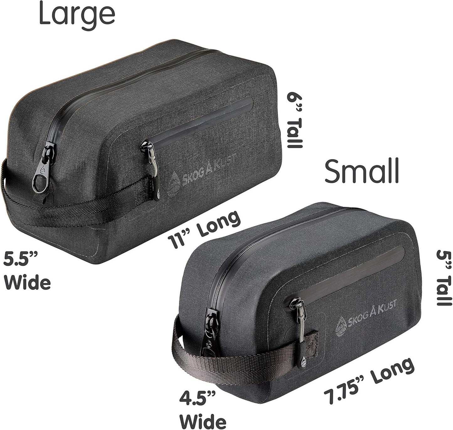 Skog Å Kust DoppSåk Waterproof Travel Toiletry Bag - Large, Leak-Proof Design, Black