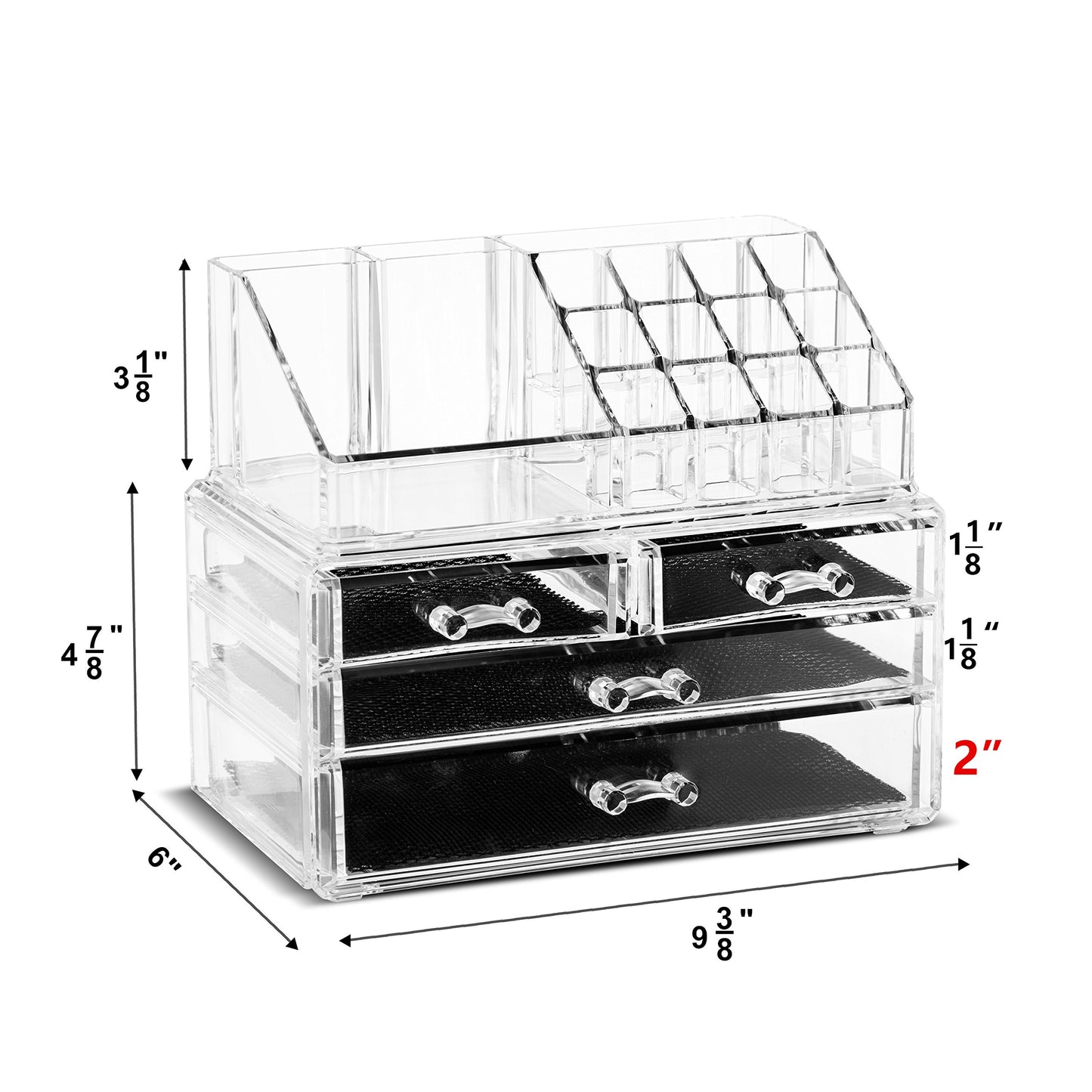 Felicite Home Acrylic Jewelry and Cosmetic Storage Makeup Organizer Set, 5 Piece，Large