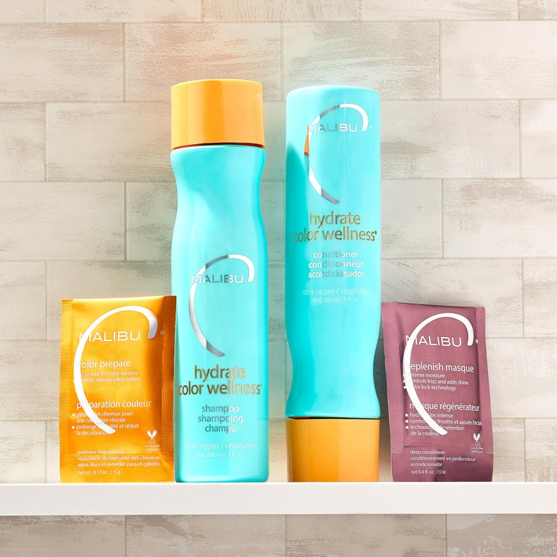 Malibu C Hydrate Color Wellness Shampoo - Shampoo for Color Treated Hair and Fights Fade - Sulfate Free + Gentle Cleansing Hair Care (9 oz)