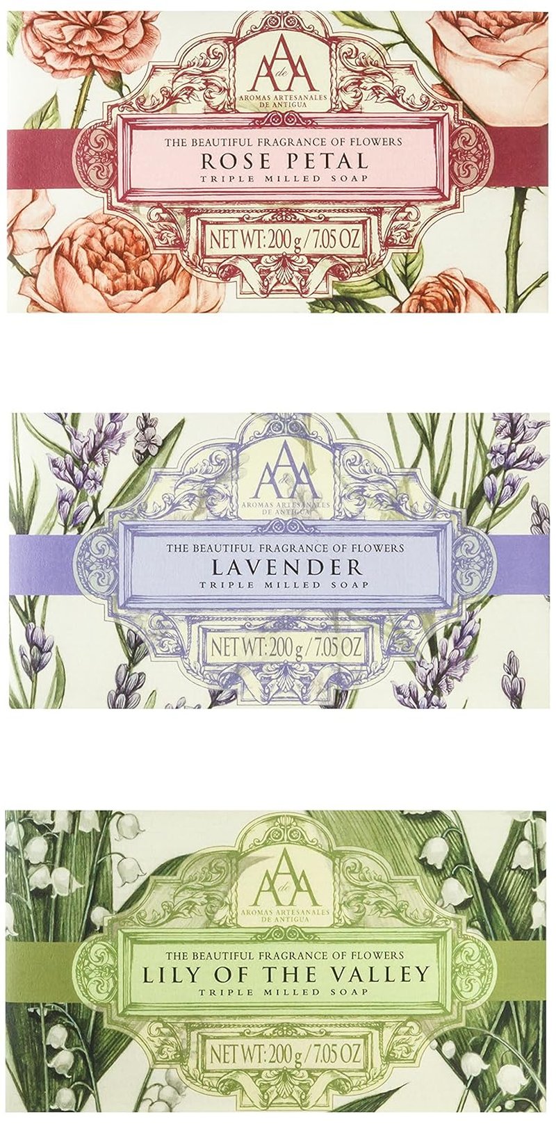 AAA by Somerset Floral Soap Set - Luxurious Scented Bars | 7.05 Fl Oz