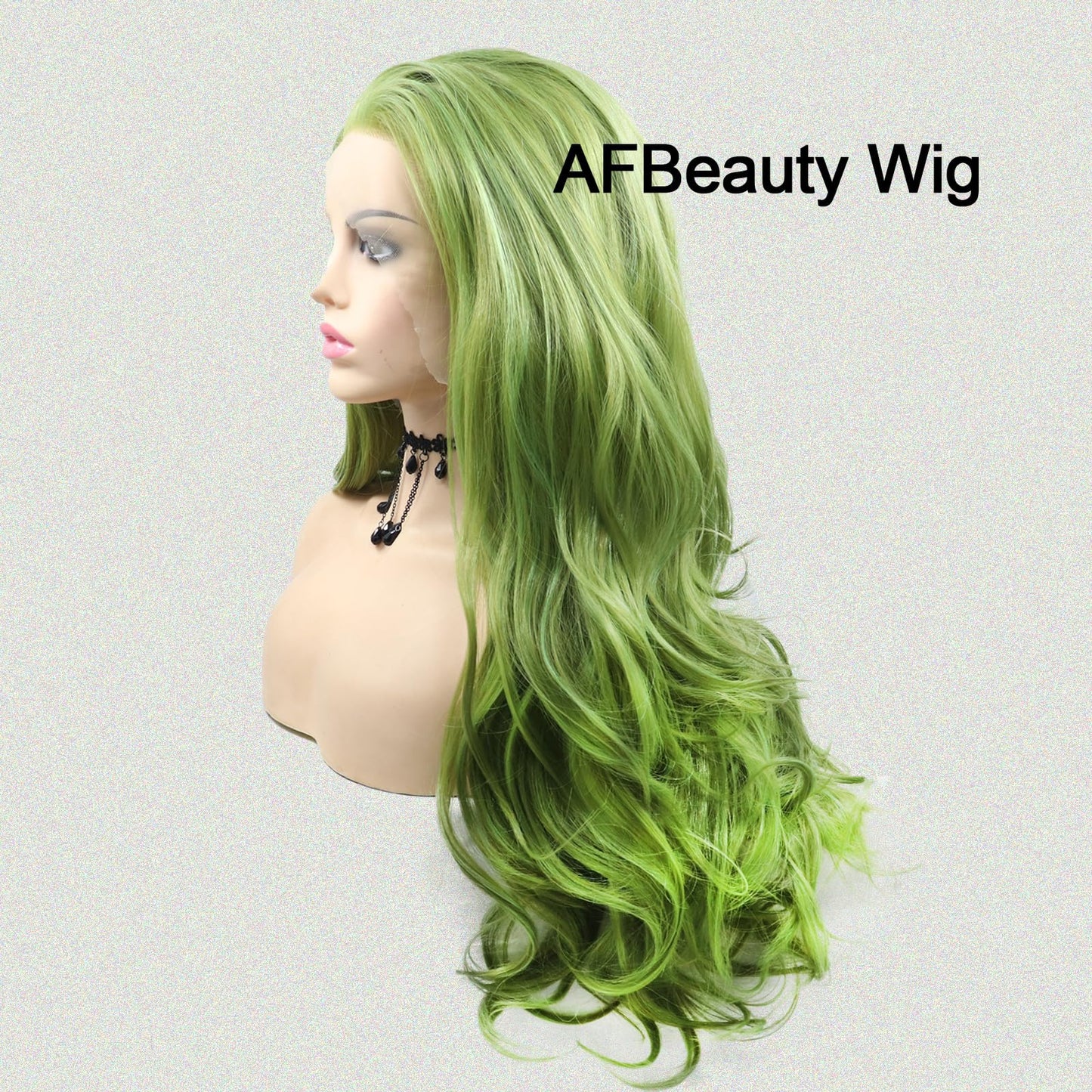 AFBeauty Green Lace Front Wig Body Wave Glueless Lace Wigs Olive Green Long Curly Wavy Pre Plucked Natural Wig Synthetic Heat Resistant Fiber Hair Colorful Wig for Women Daily 24 Inch