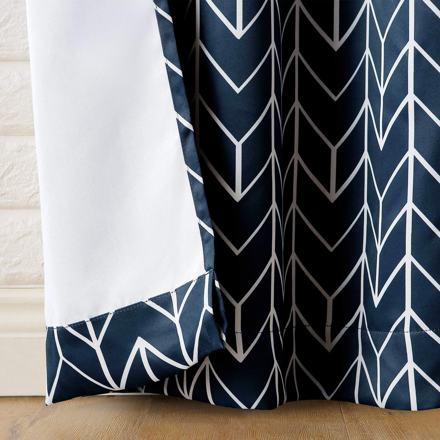Sun Zero Kenwood Chevron Blackout Grommet Curtain Panel, 40" x 95", Navy Blue