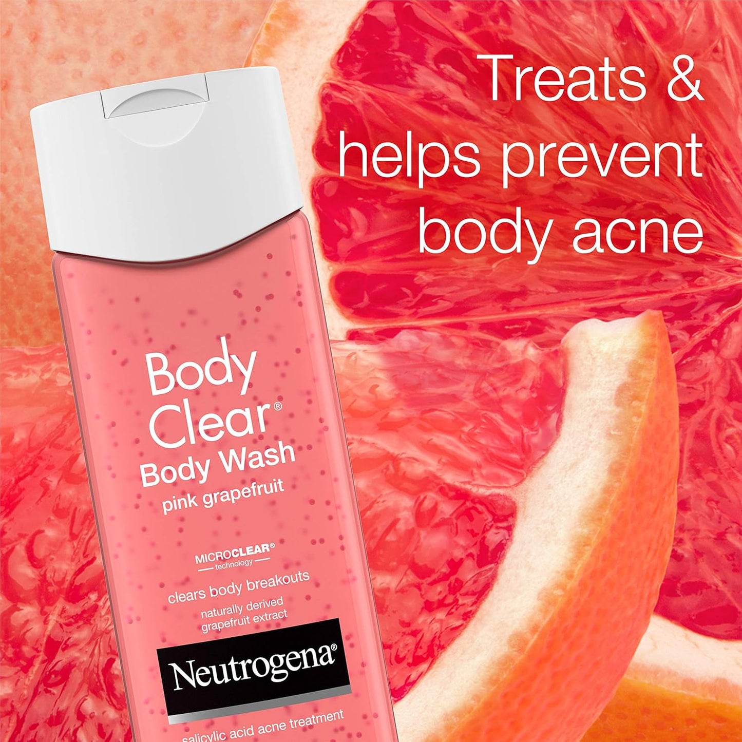 Neutrogena Body Clear Acne Treatment Wash - 2% Salicylic Acid Gel for Back, Chest & Shoulders | Pink Grapefruit, 8.5 fl. oz (Pack of 3)