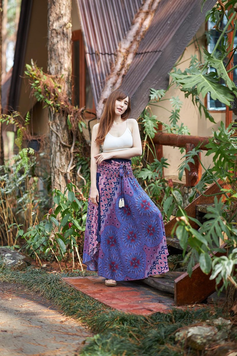 Lannaclothesdesign Women's Long Maxi Skirt Bohemian Gypsy Hippie Style Clothing Boho Skirts