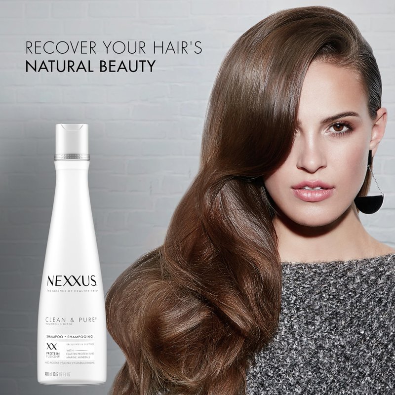 Nexxus CLEAN & PURE Shampoo Detox for Professional-Level Silicon, Sulfate & Paraben Free Hair Care Powered by Clarifix Balancer Technology with Lactic Acid 13.5 oz