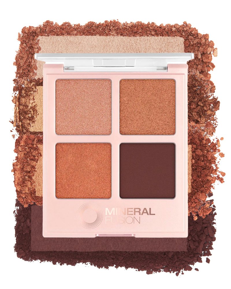 Mineral Fusion Eyeshadow Palette - Four Pressed Powder Shades in Matte, Satin, and Shimmer Finishes - Natural, Lightweight Vegan Eye Makeup - (Speakeasy)