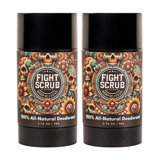 Fight Scrub Natural Deodorant - 100% All-Natural, Aluminum-Free, Long-Lasting Odor Protection, Magnesium Powered - Handmade in the USA (2-Pack: Mango + Coconut)