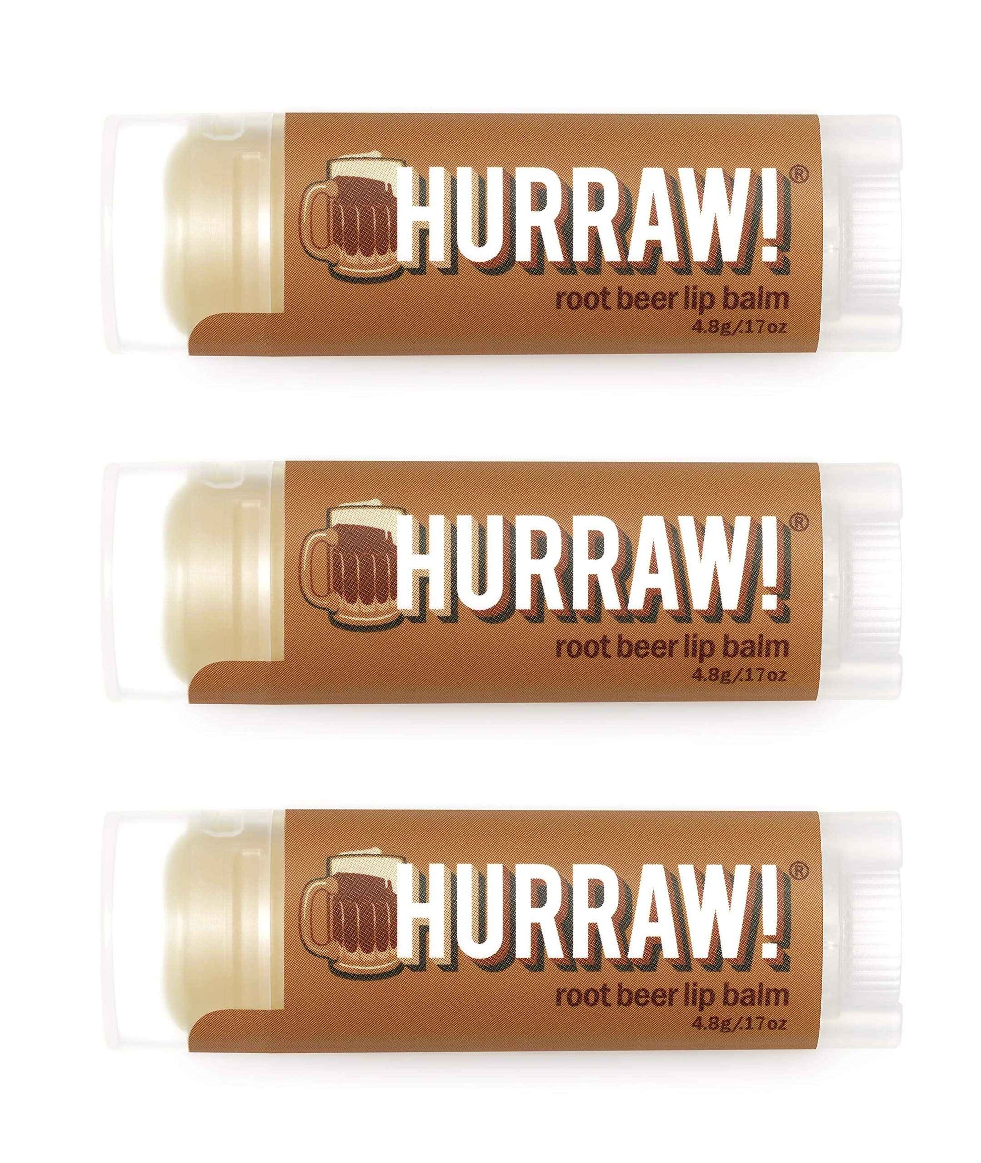 Hurraw! Root Beer Lip Balm, 3 Pack: Organic, Certified Vegan, Cruelty and Gluten Free. Non-GMO, 100% Natural Ingredients. Bee, Shea, Soy and Palm Free. Made in USA