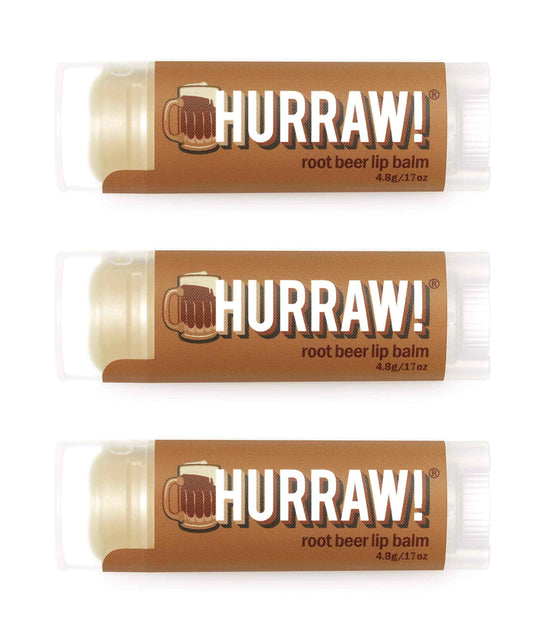 Hurraw! Root Beer Lip Balm, 3 Pack: Organic, Certified Vegan, Cruelty and Gluten Free. Non-GMO, 100% Natural Ingredients. Bee, Shea, Soy and Palm Free. Made in USA