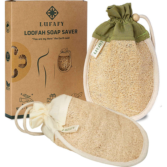 LUFAFY Loofah Soap Saver Bag, Soap Savers for Bar Soap, Bar Soap Pouch, Bar Soap Loofah Pouch, Soap Bags Mesh Exfoliating (Pack of 2)