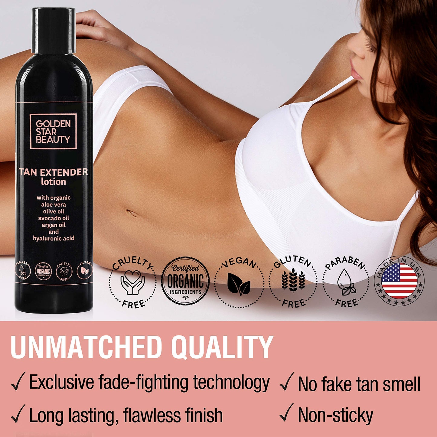 Tan Extender Lotion - Spray Tan Enhancer w/Organic Oils and Hyaluronic Acid to Extend Your Tan from Self Tanner, Spray Tan, Sun or Tanning Bed 8.0 fl.oz.