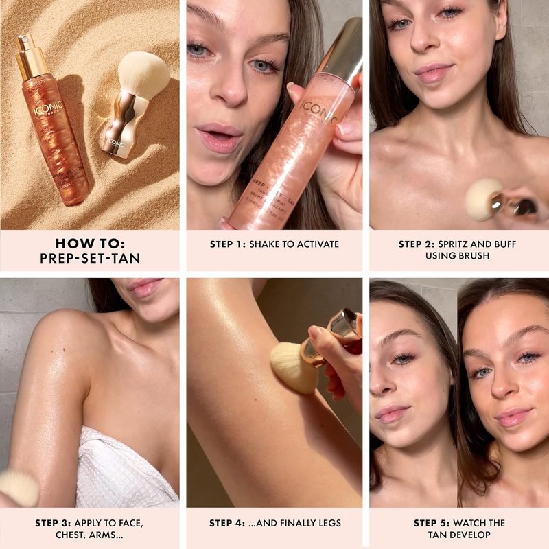 Prep-Set-Tan Shimmering Self Tanning Facial Mist - Hyaluronic Acid, Vegan & Cruelty-Free | 2.53 Fl Oz