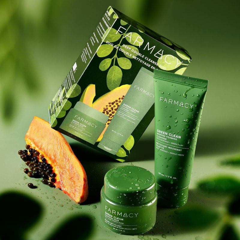 Farmacy Deep Double Cleanse Skincare Gift Set - Green Clean Makeup Remover Cleansing Balm & Whipped Foaming Face Wash for Oily Skin - Melts Away Makeup & Helps Promote Healthy Skin (2 Count)