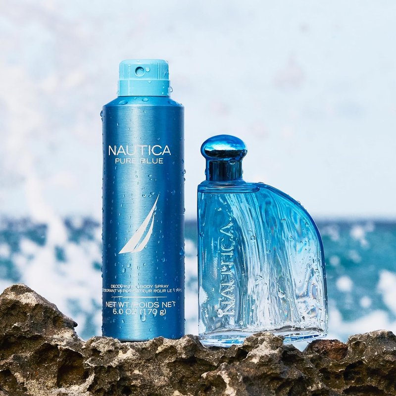 Nautica Pure Blue Body Spray - Men's Fragrance with Eucalyptus, Leather & Vanilla | 6 fl oz