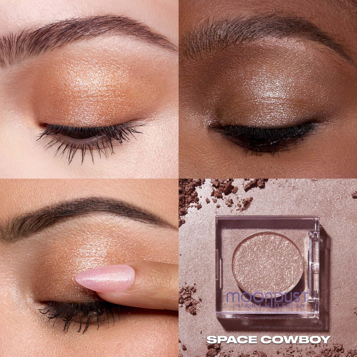 Urban Decay 24/7 Moondust Glitter Eyeshadow Single - Sparkly Eye Glitter Makeup, Long-lasting, Highly Reflective Shimmer, Eye Shadow Topper, Space Cowboy (Champagne Gold Silver Sparkle) - 0.06 oz