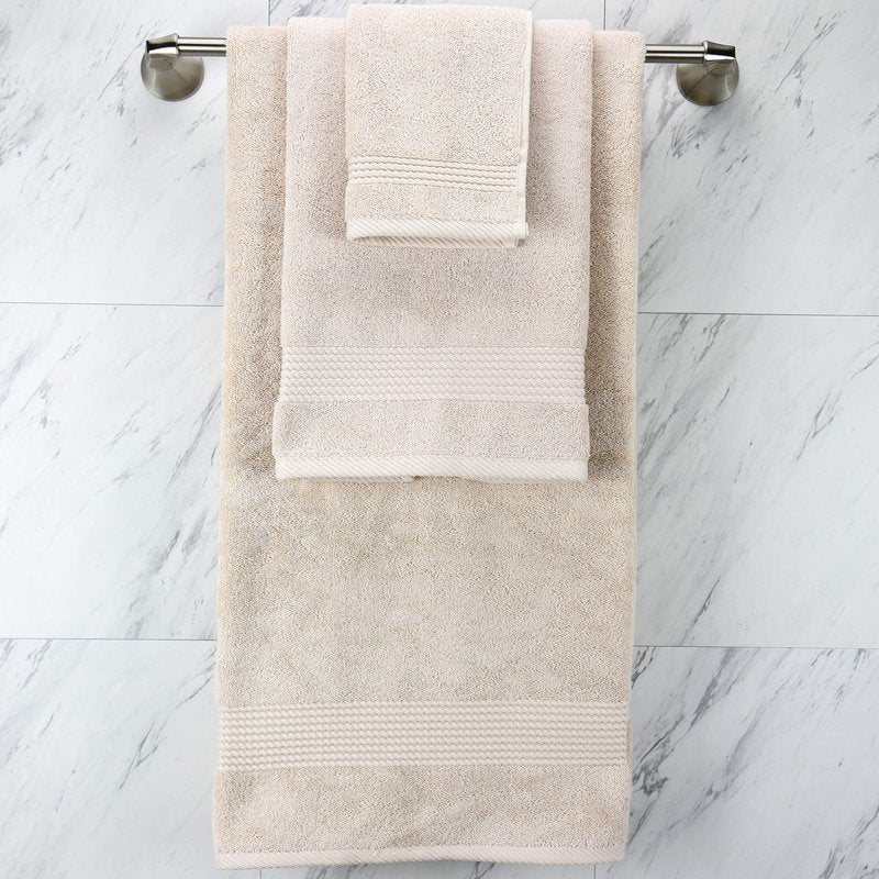 EastNBlue Lara Premium Bath Towel Set 6 Piece - Soft & Highly Absorbent Bathroom Towel Set, 100% Luxury Turkish Cotton, Flannel Bath Towels, 1 Bath Towel, 1 Hand Towel, 4 Washcloths - Beige