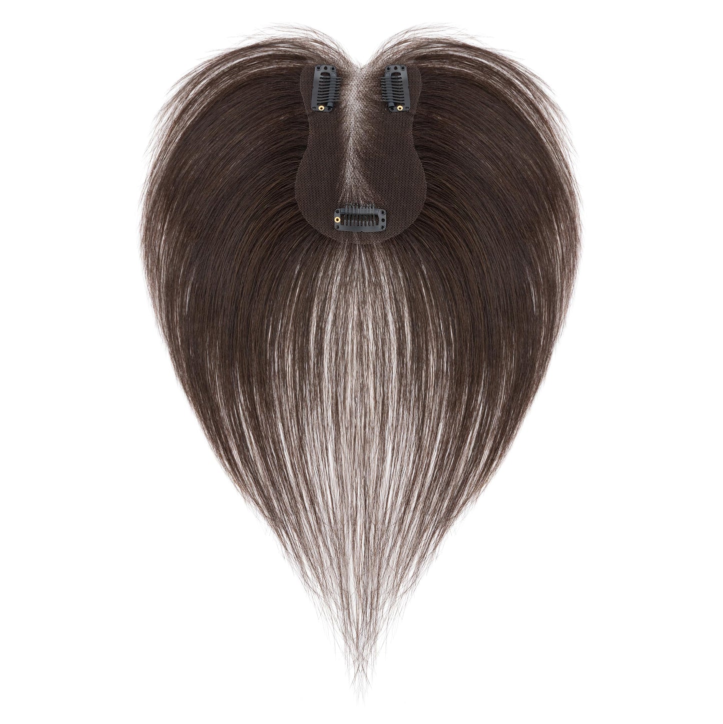 SEGO SEGOHAIR Real Human Hair Toppers for Women 7×11cm Breathable Base,Adjustable Parting Clip-In Topper Hairpieces for Women with Thinning Hair (Curtain Bangs, Cocoa Color)