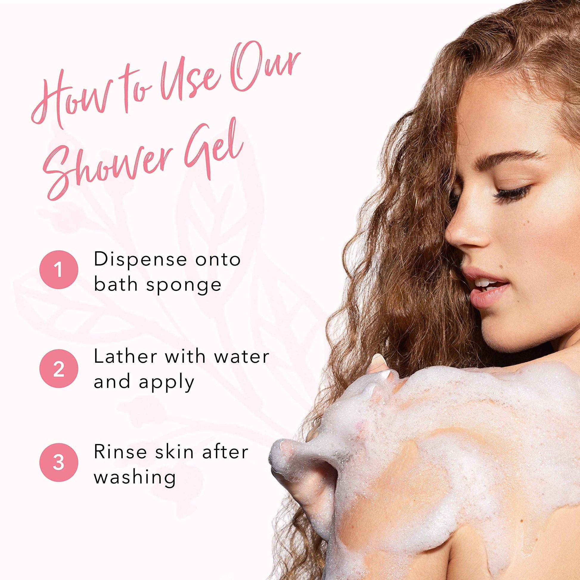 100% PURE French Lavender Shower Gel Natural Foaming & Hydrating Body Wash - Deeply Moisturizing Gentle Soap Cleanser for All Skin Types, Even Sensitive - Gluten-Free - 8 Fl Oz