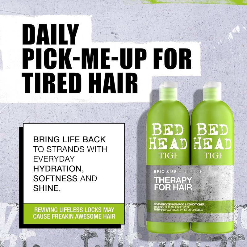 Bed Head Urban Antidotes Daily Shampoo & Conditioner Set - 25.36 Fl Oz | Re-Energize Hair