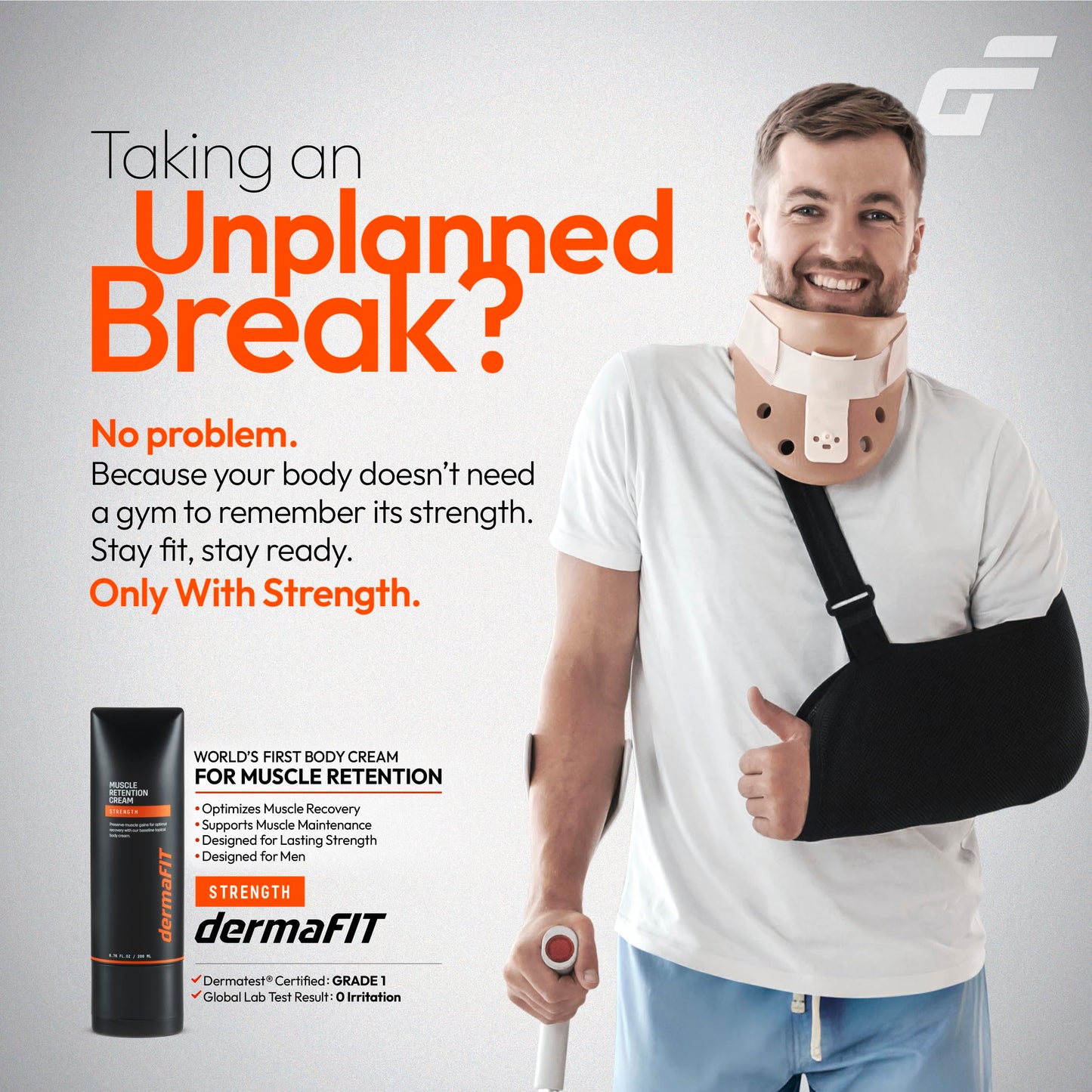 dermaFIT Strength Muscle Maintenance Body Cream - Post Workout Prevents Muscle Loss for Men & Women, 200ml, No Artificial Fragrance, M.A.X. Tech, Topical Analgesic for Muscle