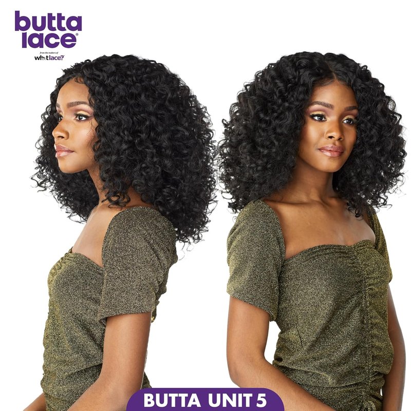 Sensationnel Butta Lace Wigs - Extra Wide 5-Inch Deep Parting Synthetic Lacefront | Glueless, Preplucked Hairline (1B Off Black)