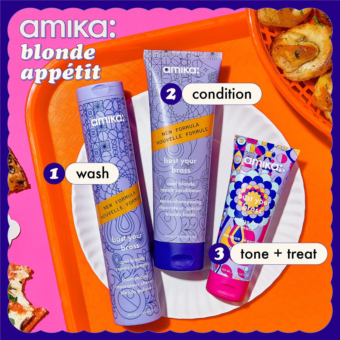 blonde appétit bust your brass toning + repair set | amika