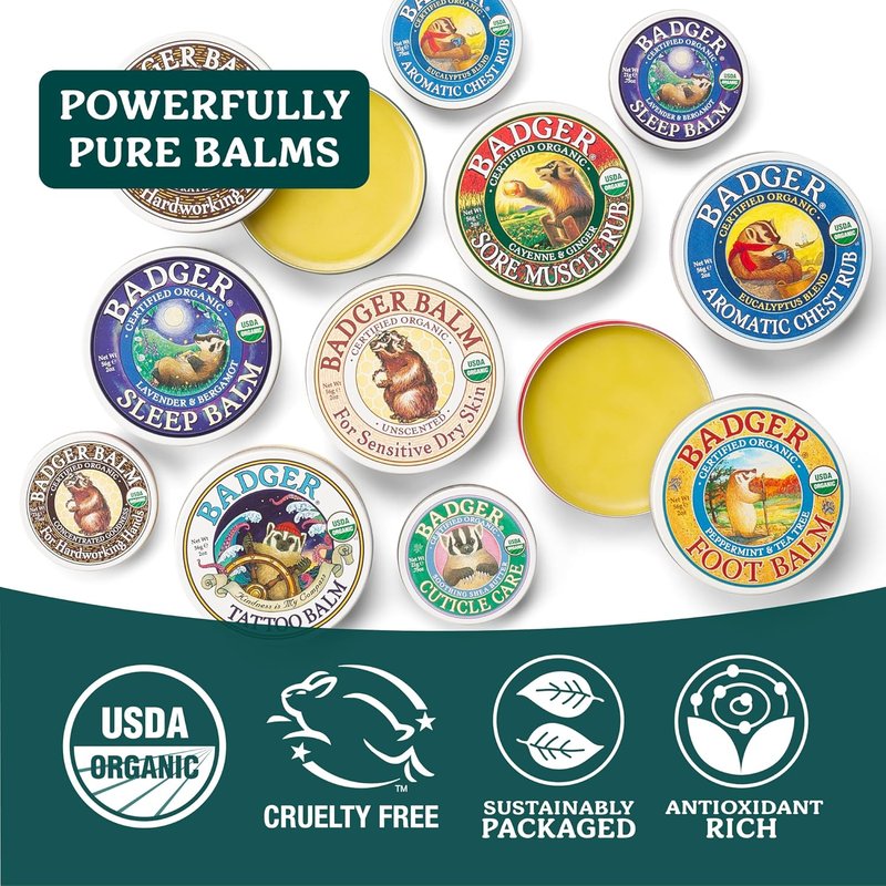 Badger Healing Balm - Organic Hand Cream for Dry Cracked Hands | Long-Lasting Moisturizer, 0.75 oz Tin, 2-Pack