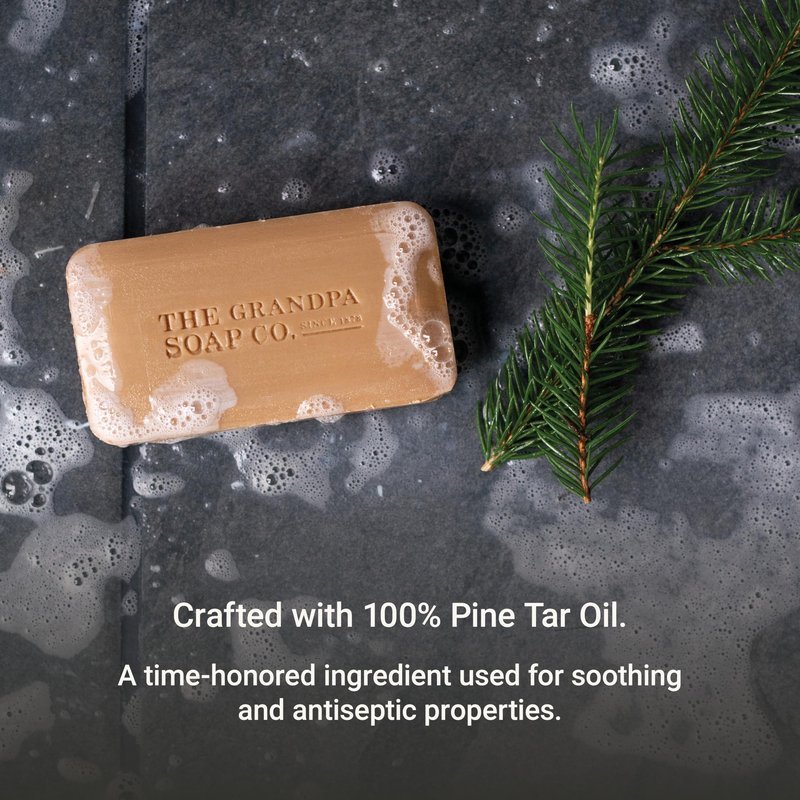 The Grandpa Soap Company Pine Tar Bar Soap for Men- Made With Pine Tar Oil, 3 in 1 Cleanser Deodorizer and Moisturizer, Dermatologist Tested, Safe for Sensitive Skin, 4.25 Oz, 8 Pack