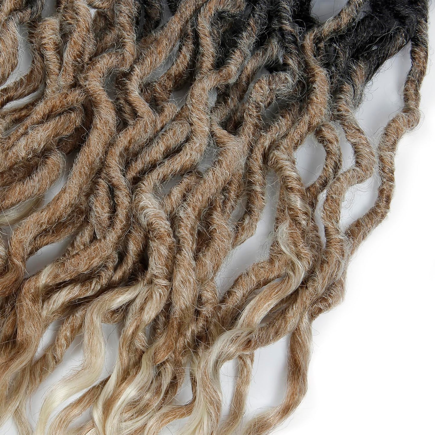 8Packs Faux Locs Crochet Hair 24Inch Soft Locs, Crochet Locs With Curly Ends Boho Faux Locs Blonde Crochet Braids (1B/27/613, 24(Pack of 8))