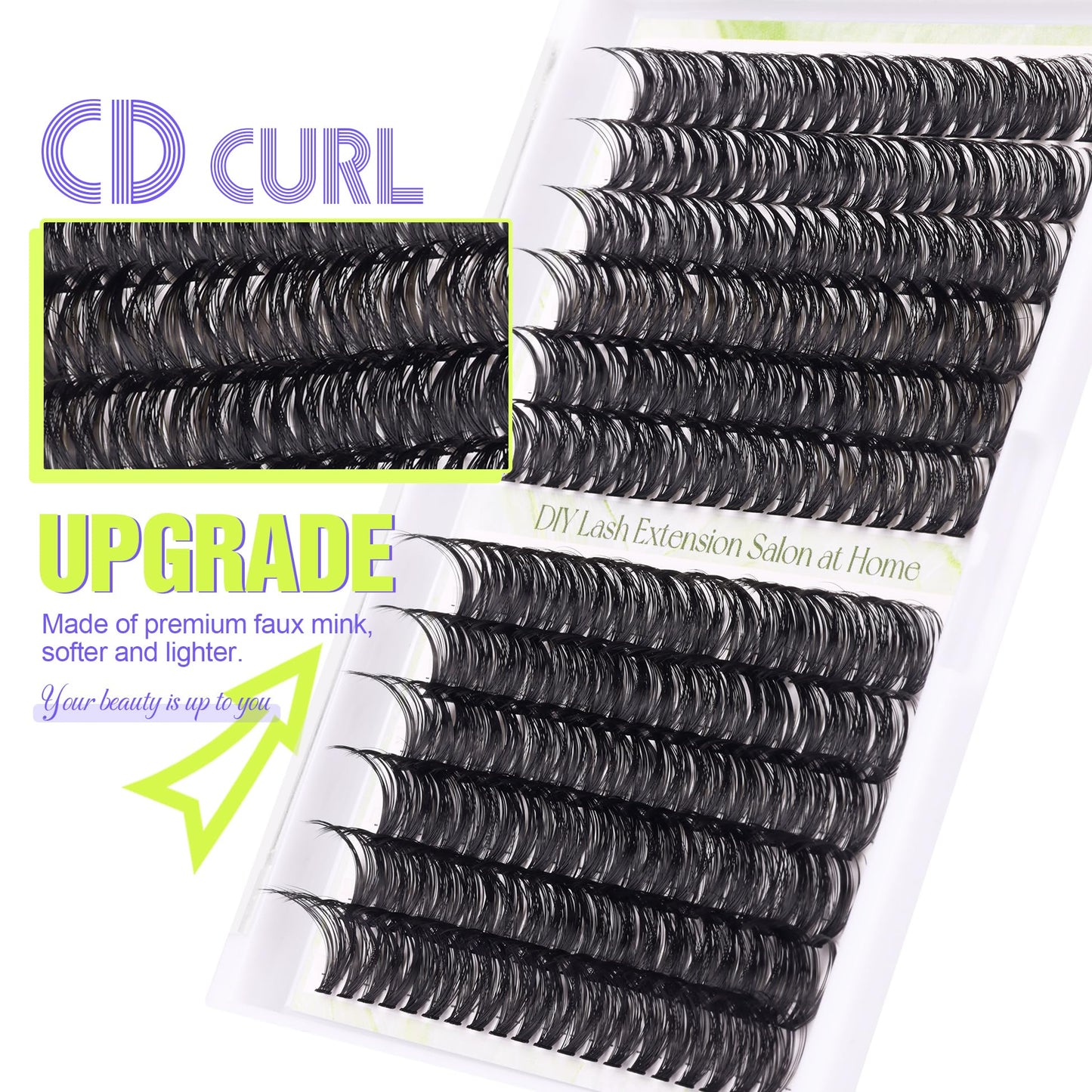 ALICE Lash Clusters DIY Lash Extensions 240PCS 14-20MM Individual Lashes Cluster Lashes Natural 40D Eyelash Extensions Faux Mink Individual Eyelashes