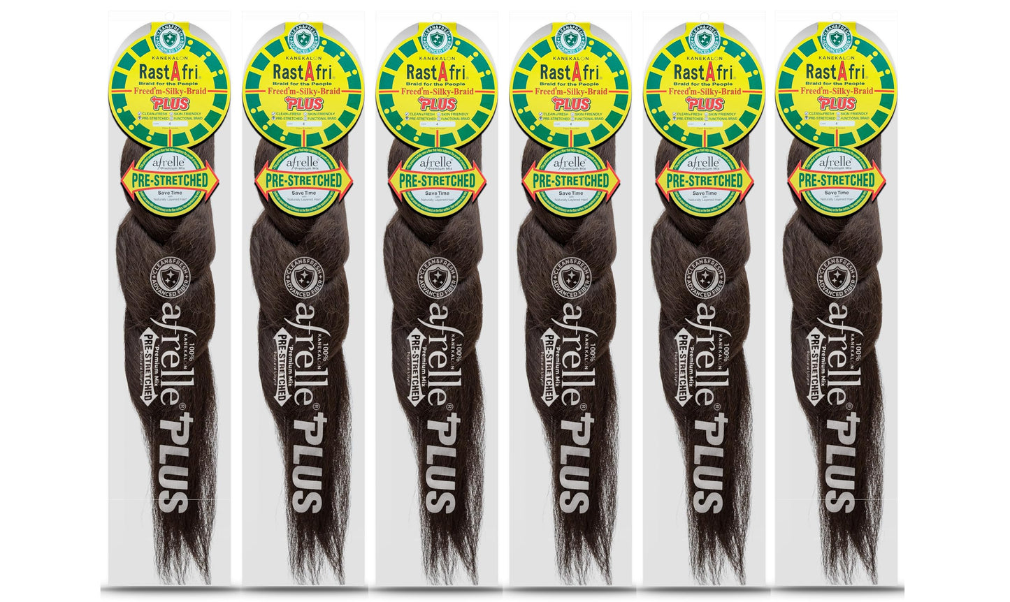 RastAfri Freed'm Silky Braid 24 Inch Pre-Stretched Braiding Hair, | 100% Afrelle Modacrylic Fiber from Kanekalon | Soft Lightweight Hair for Box Braids & Twists, #4 Medium Brown - 6 Pack
