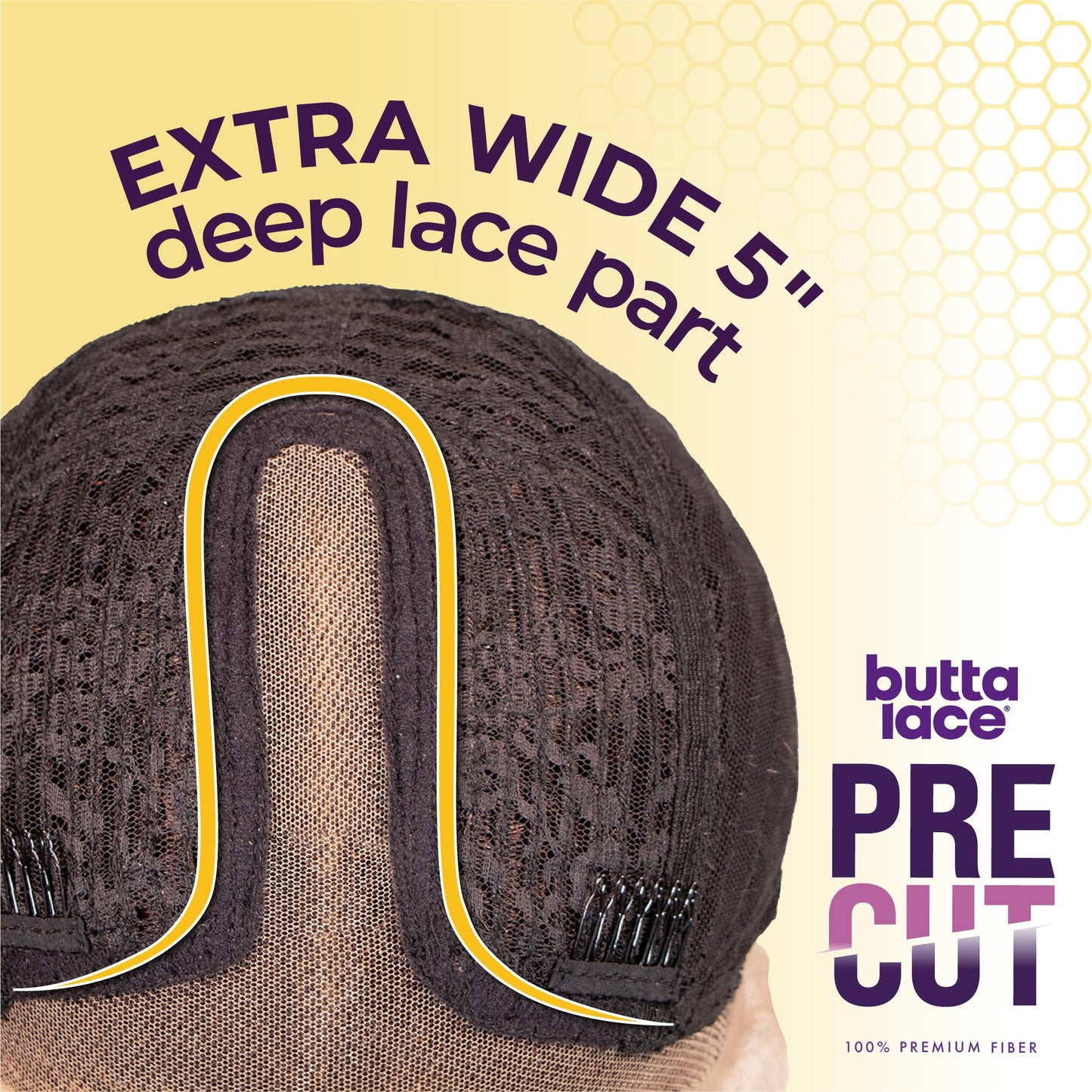Sensationnel Butta Lace Precut Wigs - Unit 1 Glueless Extra Wide 5 Inch Deep Parting Synthetic Pre Tweezed Smaller Knot Hairline (1B OFFBLACK)