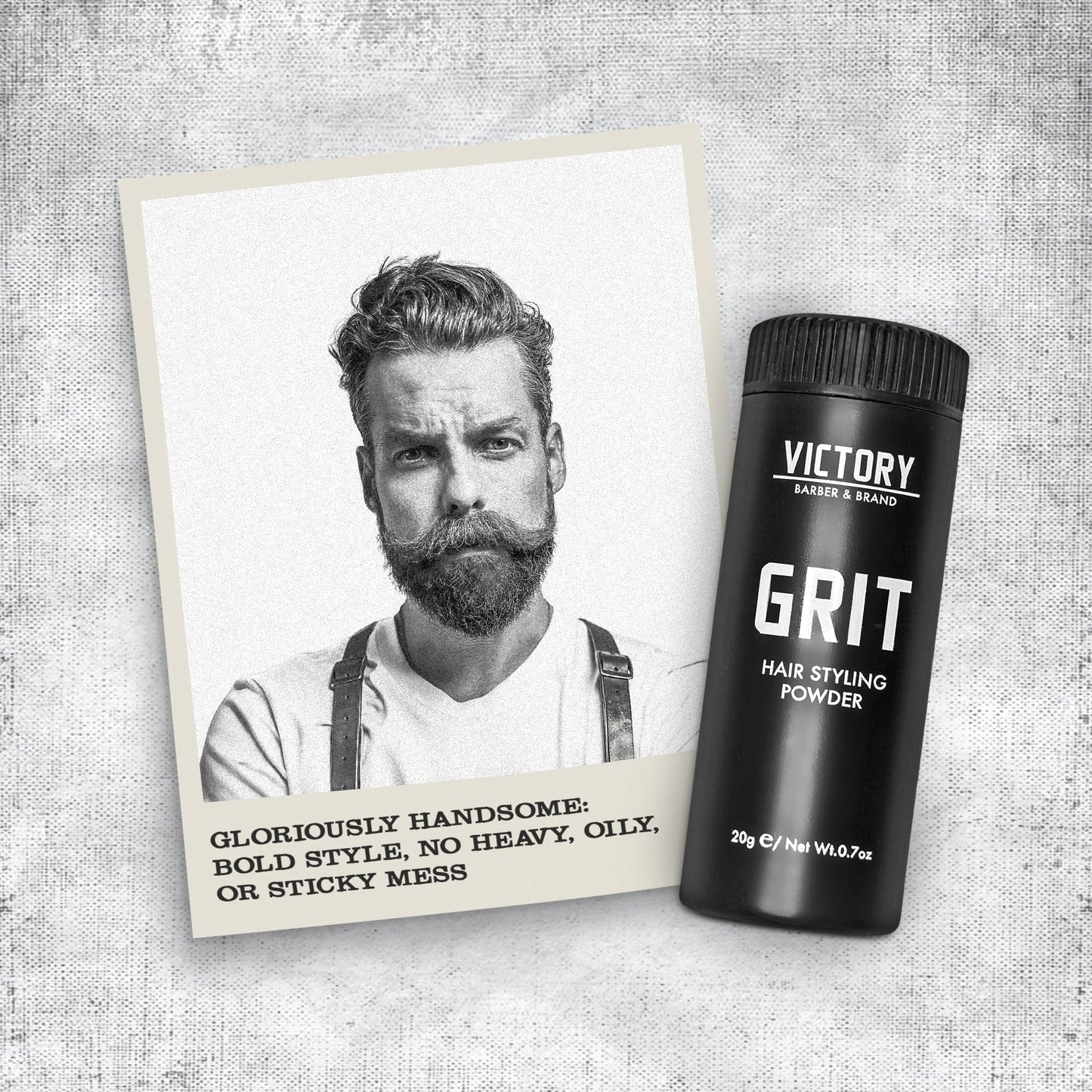 Victory Barber & Brand Grit Texture Powder For Men Barbershop Hair Powder Made in the USA | Composite Clay Styling Powder | styling powder for men 0.35 oz