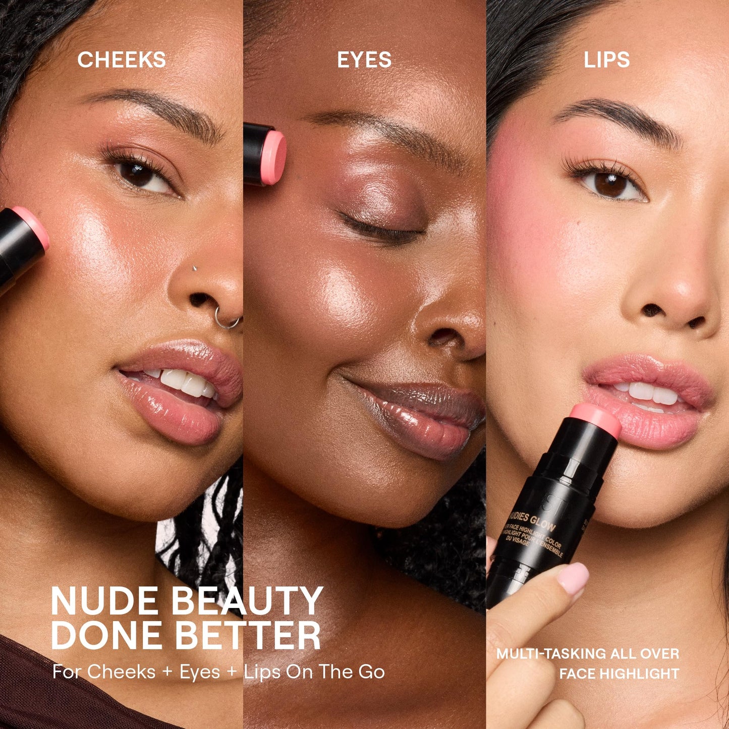 Nudestix Nudies Glow Highlighter Stick – Multi-Use Cream Highlighter for Face, Eyes & Body with Built-In Brush | Dewy, Radiant Finish for All Skin Tones | Clean, Vegan, Travel-Friendly Makeup (I Dew)