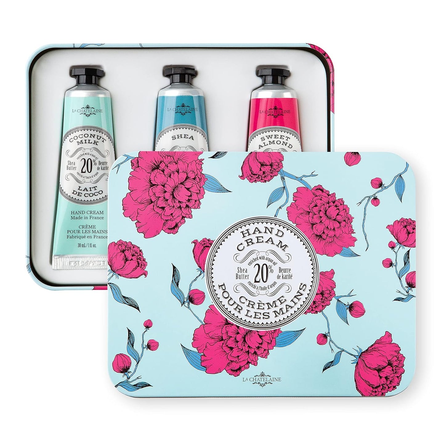 La Chatelaine Shea Butter Hand Cream - Nourishing Travel Size Gift Set | Coconut Milk & Lychee Cranberry