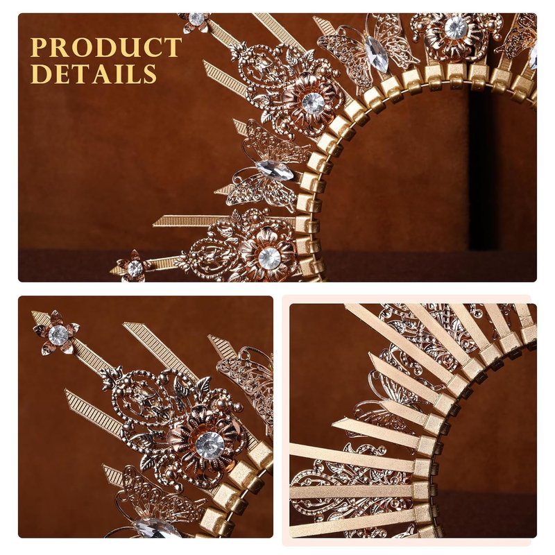 Sunburst Spiked Halo Crown - Handmade Virgin Mary Goddess Headpiece for Weddings, Cosplay & Festivals | Unique Fantasy Design