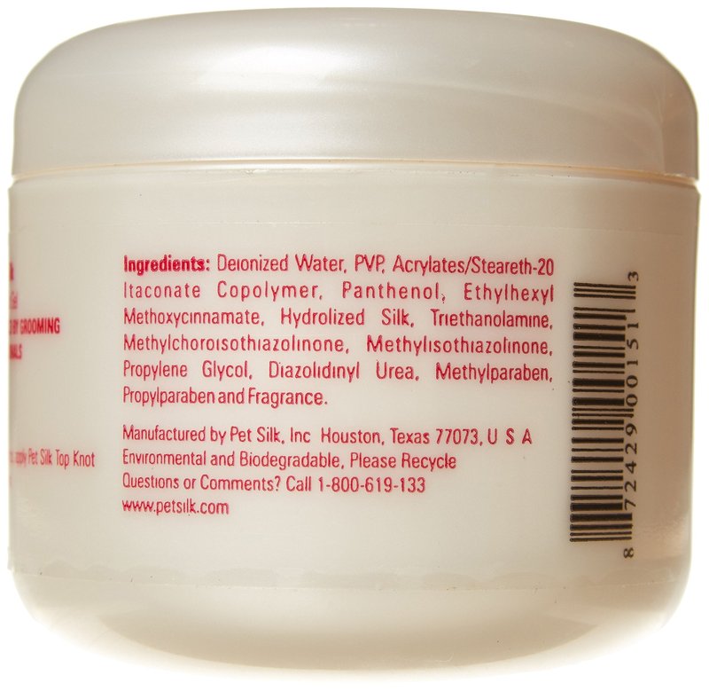 Pet Silk Top Knot Gel 4 Ounce Styling Finishing - Pet Hair Gel for Taming Frizzy Hair & Controlling Flyaways – Dog Anti-Static Lotion Cream with Floral Fragrance infused with Silk
