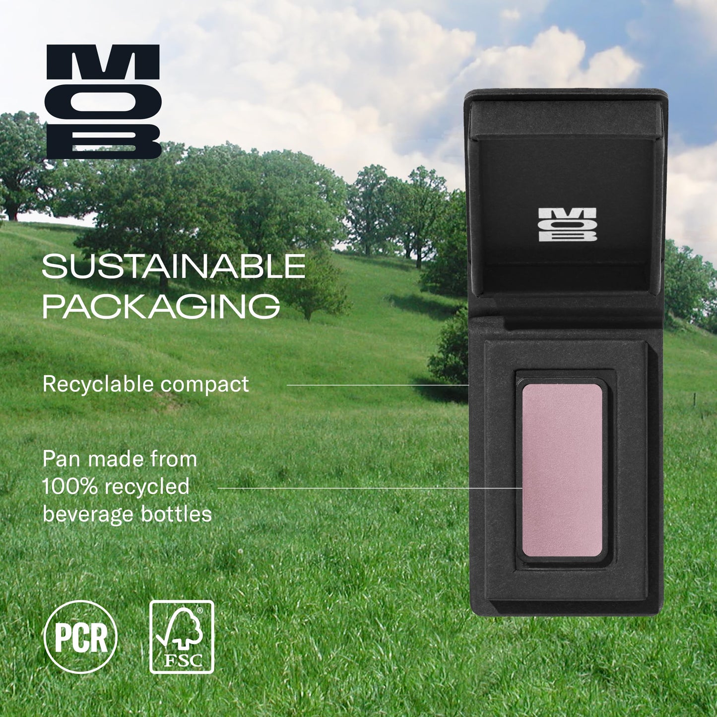 MOB Beauty Cream Clay Eyeshadow, M111 Lavender Stone, Buildable Skincare-Infused Long Wearing Cream to Velvet Finish for Eyes, Recyclable Compact, Vegan, Cruelty Free