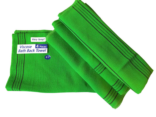 GY ebest Utra Long Size(51 in 12 in) Viscose Bath Back Towel Bundles(4 Pieces)